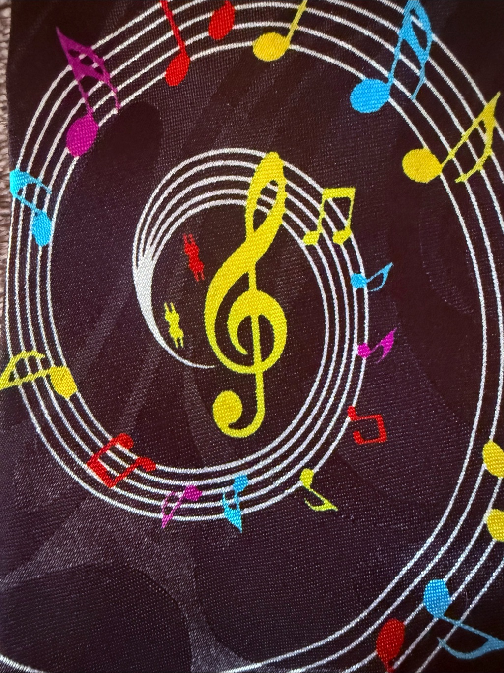 Steve Harris Black Music Notes Tie With Multicolor Musical Print
